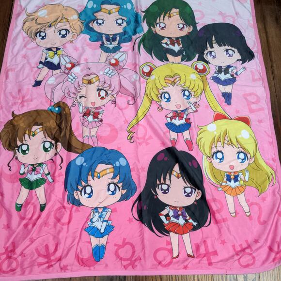 Toei Animation Sailor Moon Fleece Blanket Pink Size 58x45 Anime Chibi - Picture 4 of 8